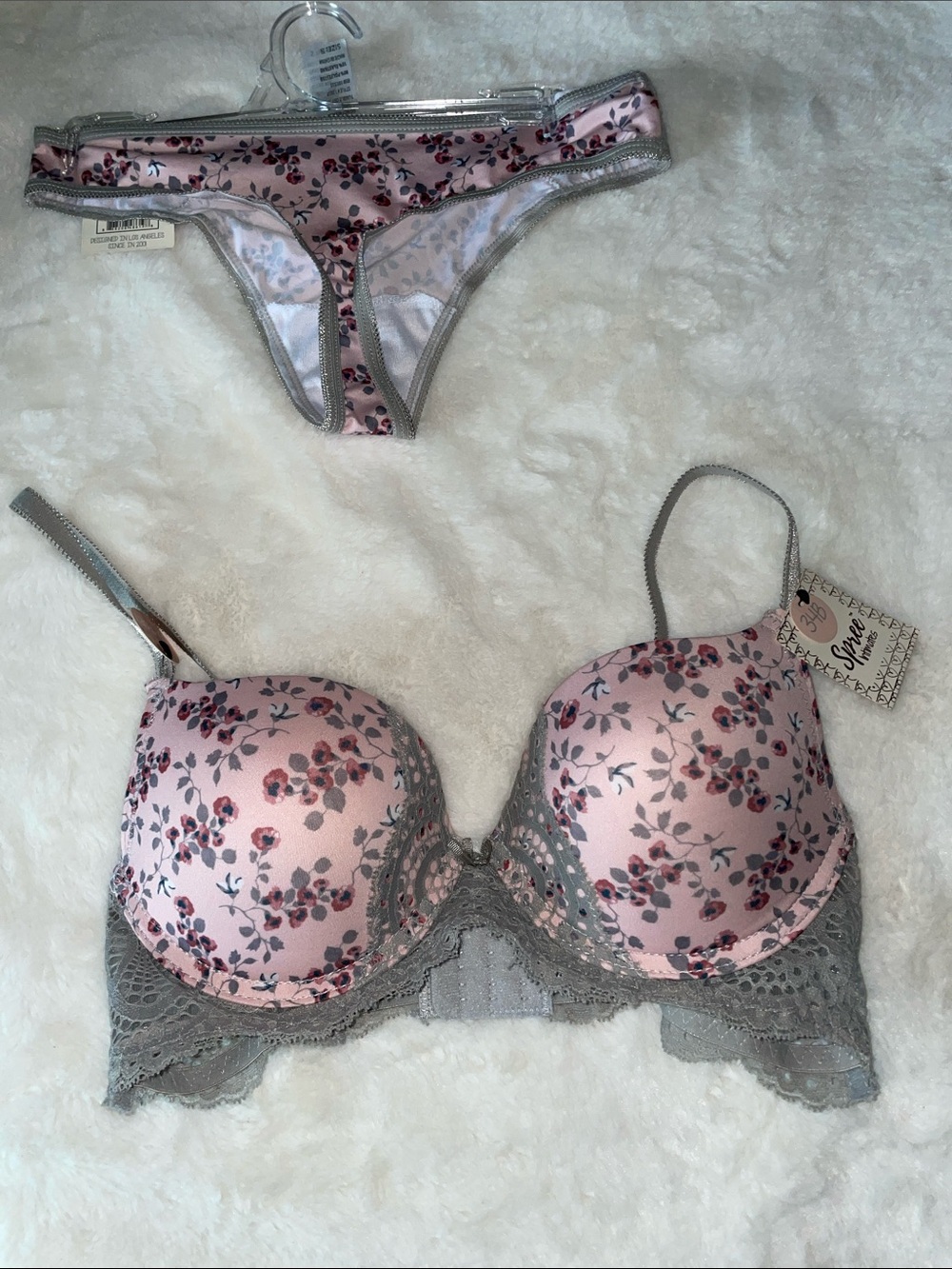 Spree Intimates size 34B underwire bra & size S thong panties-NWT